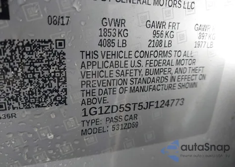 2018 Chevrolet Malibu Lt z USA, uszkodzony, nr VIN 1G1ZD5ST5JF124773